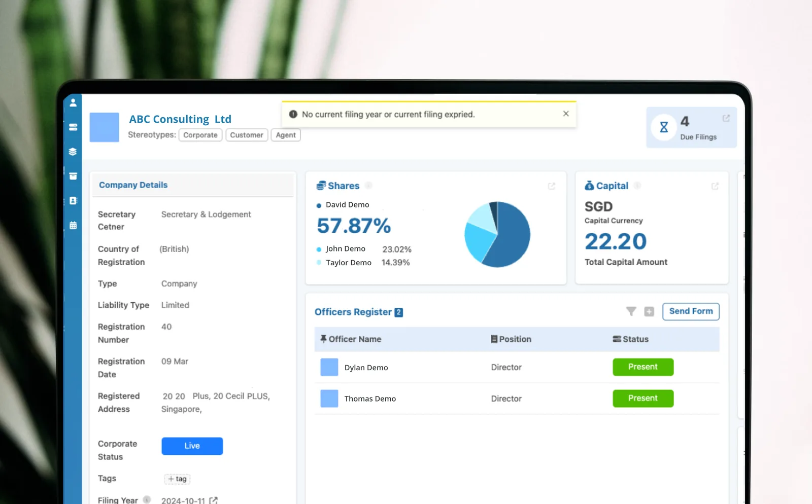 Corporate dashboard
